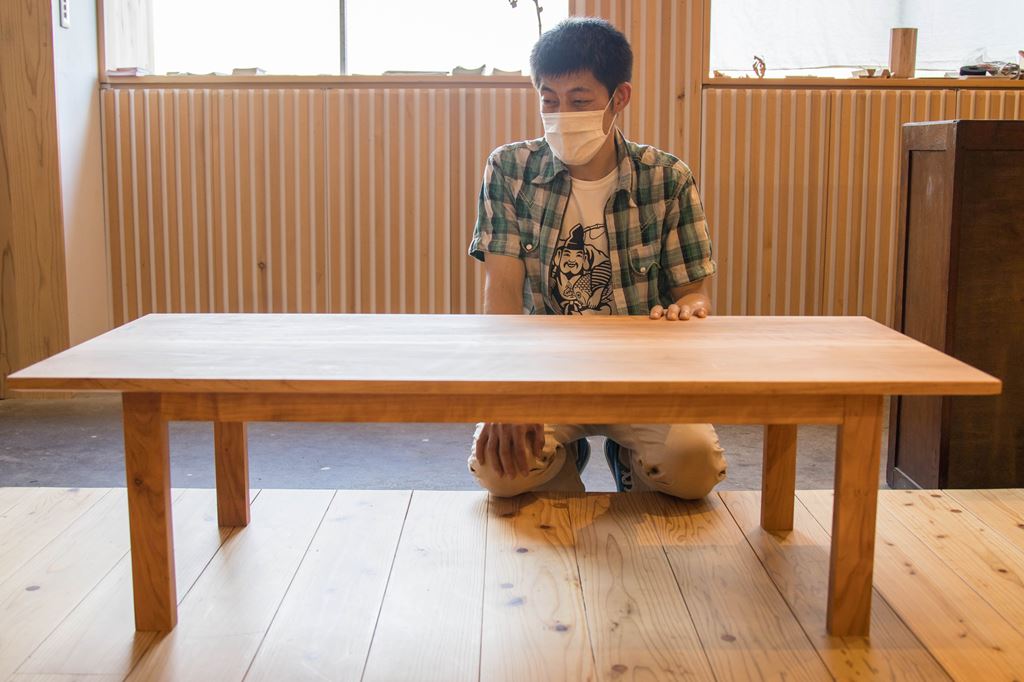 木工　木工旋盤　教室　ツバキラボ　DIY 桜 コーヒーテーブル 蝶契り